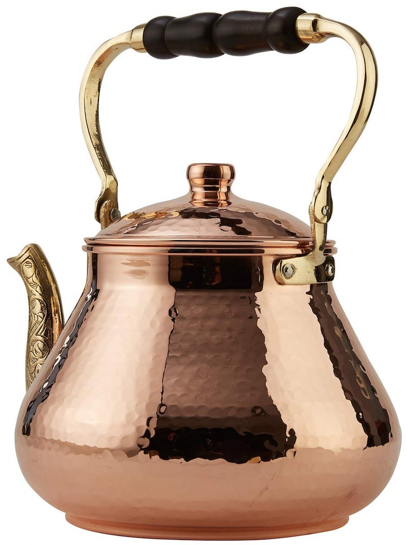DEMMEX Large Copper Teapot, 1mm Thick, Hammered, Handcrafted in Turkey, 3 Quarts (2.8L) - Image 5